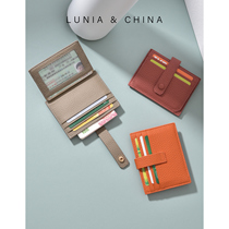 Japan-ROK genuine leather card bag female ultra-thin mini-zero money bag driving license integrated multi-clamping head layer cow leather drivers license card holder