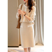 Knitted set womens 2021 autumn new fashion age-old fashion coat skirt small incense dress dress women