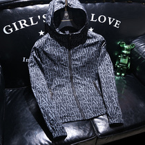 Jacket men's spring and autumn new fashion handsome casual hooded men's coat large size youth printing tide brand clothes winter
