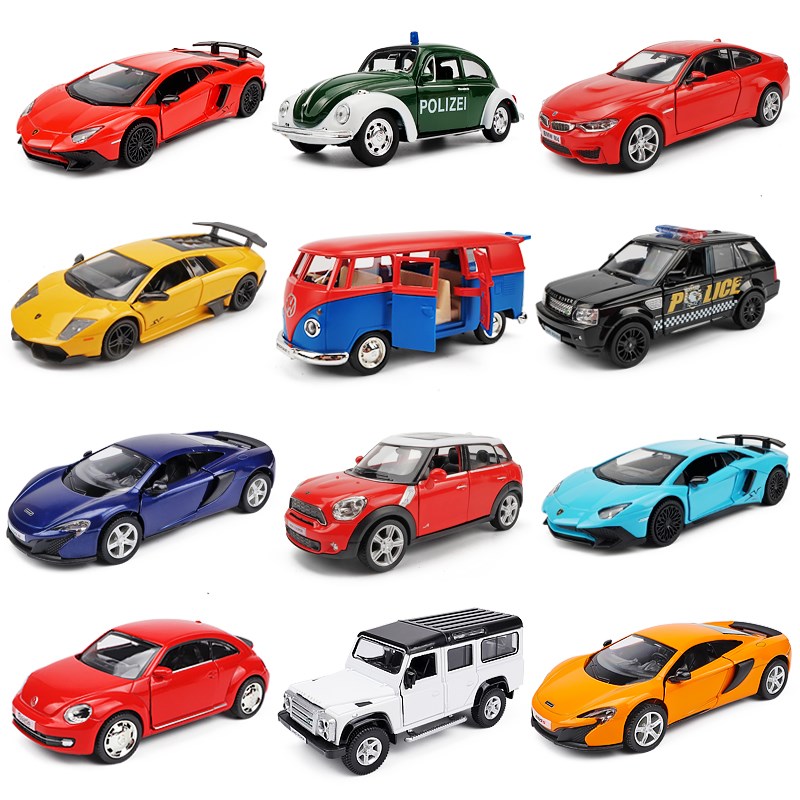 回力车合金小汽车玩具车模型仿真惯性小车红色小轿车女孩男孩儿童