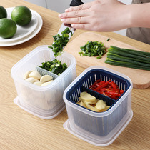 Scallion fresh storage box separated onion ginger garlic vegetable refrigerator fruit storage box kitchen plastic drain compartment storage box