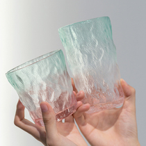 Cat Kitchen Japanese Glacier Pattern Glass Color Water Cup Gradient Glacier Cup Glass Cup High Color Value Juice Cup