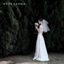 WHITE FANGLE EMERGES SHORT-layered VEIL TRAVEL SHOOT FOREST WEDDING TRANSPARENT US OPEN