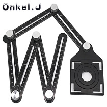 Six-fold ruler Universal folding ruler Multi-function tile opening locator Hexagon woodworking bricklayer ruler folding ruler tool