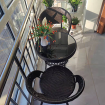 Balcony small table and table rattan chair Three sets tea table combined modern minimalist home Leisure outdoor round table backrest chair