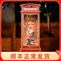 Music box crystal ball telephone booth music box to send girlfriend wife and girl birthday present New Year Valentine's Day