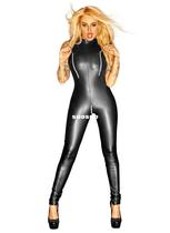 Sexy Long Sleeves Stretch Spandex Latex Catsuit Open Crotch