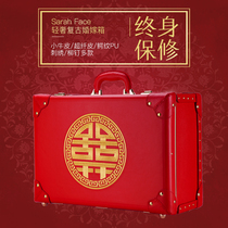 Light Extravagant Retro Bridal Escort Box Wedding Dowry Box Festive Red Official Boxes Delicate Handmade Suitcases