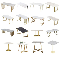 Nordic restaurant light luxury marble home dining table modern simple rectangular dining table round negotiation rock board table