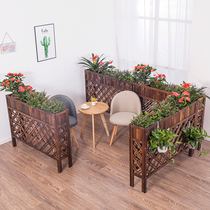 Screen partition flower frame simple restaurant anticorrosive wood grid flower slot partition office Hotel fence flower pot shelf