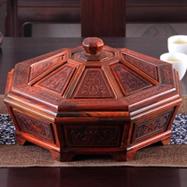 Large Red Acid Branches Fruits Pan Divided with lid solid wood snacks Candy Box Chinese Red Wood Dried Fruit Containing Box Home Living Room