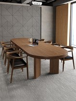 Solid wood meeting table Long table oval Negotiations strip table minimalist modern desk room table and chairs combination