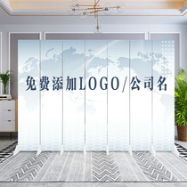 Custom office screen partition image wall Company front desk logo decoration barrier door folding mobile modern simple