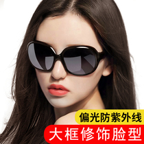 Sun glasses women tide big frame round face Korean version of polarized UV sunglasses 2020 star women sunglasses