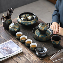 Jingan gilt flower tea set Kung Fu household simple ceramic tea brewing road tea cup tea wash complete set of accessories