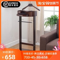 American solid wood coat rack floor hanger bedroom simple hanger hotel suit rack with storage drawer shoe rack