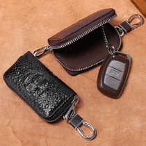 Real Cow Leather Car Key Bag Men Remote Control Protective Sheath Universal Large Capacity Woman Zipped Waist Hanging Home Lock Spoon buckle