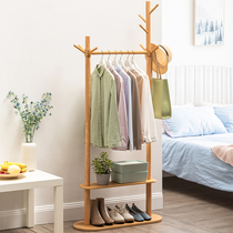 Coat rack floor-to-ceiling double-pole simple modern bedroom net red household creative door solid wood hanging coat rack