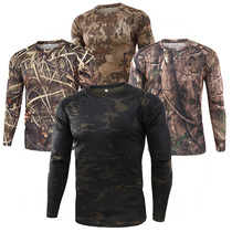 50-fold clearance clearance Fitness Cycling tactics T-shirt spring and autumn breathable quick-drying comfortable dark night bionic leaf camouflage uniforms