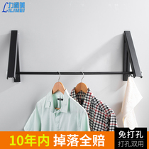 Black outdoor clothes bar hanger telescopic invisible folding clothesline indoor clothes clothes artifact toilet punch-free