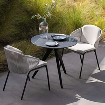 Outdoor Woven Rattan Dining Table And Chairs Combine Large Family Type Tea Table Modern Minima Villa Balcony Open-air Hotel Garden Vine Chair