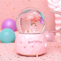 Snow Crystal Ball Music Box Sky City Rotating Music Box Happy Birthday Gift for Girls Children