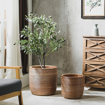 Ceramic flower pot big number home modern minimalist floor vases green planting water pewter large caliber indoor decorative cylinder