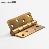 Shuo shield 4 inch flat open hinge stainless steel wooden door Page door thickened 3 0 hinge 15 bearing household silent folding