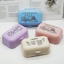 Personality creative large toilet with cover drain student dormitory laundry soap box portable soap box double layer