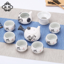 Snowflake glaze kung fu tea set home simple teapot tea cup whole set of ceramic Japanese bowl office living room