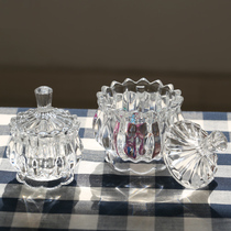Buy 2 get 1 Japanese style crystal glass candy jar sugar cube jar jewelry jar toothpick jar miscellaneous storage storage jar dazzling