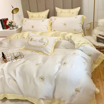 Net red summer ice silk small fresh 60 Tiansi 4-piece set small daisy 6-Piece 7-piece flat sheet fitted sheet