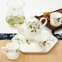 Bone china tea set home simple living room teapot set kung fu tea set flower tea cup Chinese ceramic water tool