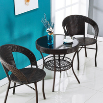 Rattan chair Three sets of balcony small table and chairs tea table minimalist casual patio outdoor table and chairs combined rattan chair leaning back chair