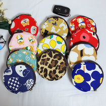 Japan-ROK Personality Cute Canvas Sails Cloth Bag Printed Cartoon Bag Round Bag Zero Money Bag Coin Bag Mini