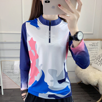 Camouflage Quick Dry T-shirt Women Long Sleeve 2021 Autumn Thin Elastic Breathable Outdoor Sports Hiking Suit Quick Dry Clothes