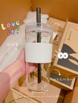  Australian CUPPE straw milk tea cup with hand cup heat resistant glass large capacity leakproof