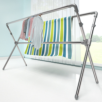  Stainless steel drying rack Floor folding indoor and outdoor balcony telescopic drying quilt artifact Bold cooling rod drying rack