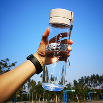 Large capacity sports water cup plastic space summer male and female students portable simple fresh forest department anti falling water bottle