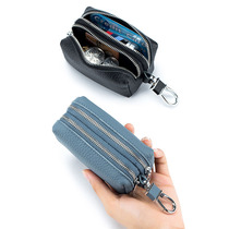 2022 New Multifunction Genuine Leather Large Capacity Double Layer Key Bag Mens Card Bag Zero Wallet Lock Spoon Bag Home
