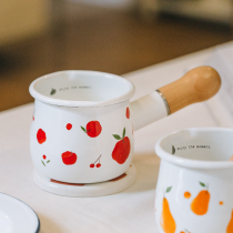 Shuke enamel forest mini milk pot Household 10cm small milk pot Induction cooker Universal enamel pot Hot milk supplement pot