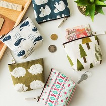 Korean Creative Womens Canvas Cute Cartoon Retro Minimalist Mini Zero Wallet Key Bag Small Wallet Coin Bag