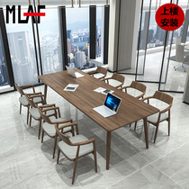 Solid Wood Meeting Table Minimalist Modern Desk Chair Combined Strip Table Multiperson Training Table Office Bench