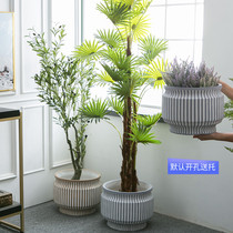 Nordic home extra large floor-landing magnesium mud green plant flower pot Tiger Pilan hair tree green plant Landing home Villa flower Ware