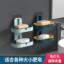 Soap box wall-mounted creative double-layer drain free punch household toilet bathroom soap rack soap rack