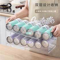 Kitchen PET refrigerator storage box transparent refrigerated beer drink cola double layer self-falling storage finishing artifact