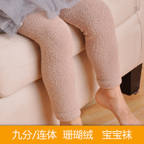 Baby tights leggings children leggings baby big PP thick high waist warm coral velvet pantyhose