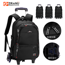 Waterproof large capacity junior middle school students trolley school bag for boys 3-5-6-Grade 9 hand-drawn box six-wheeled climbing three