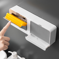 Creative double-compartment soap box drain toilet suction cup wall hanging soap box student dormitory with lid non-perforated soap rack