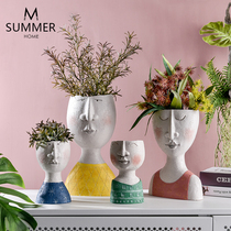 Nordic creative simple personality ins art portrait flower man head flower pot vase Garden Balcony decoration ornaments
